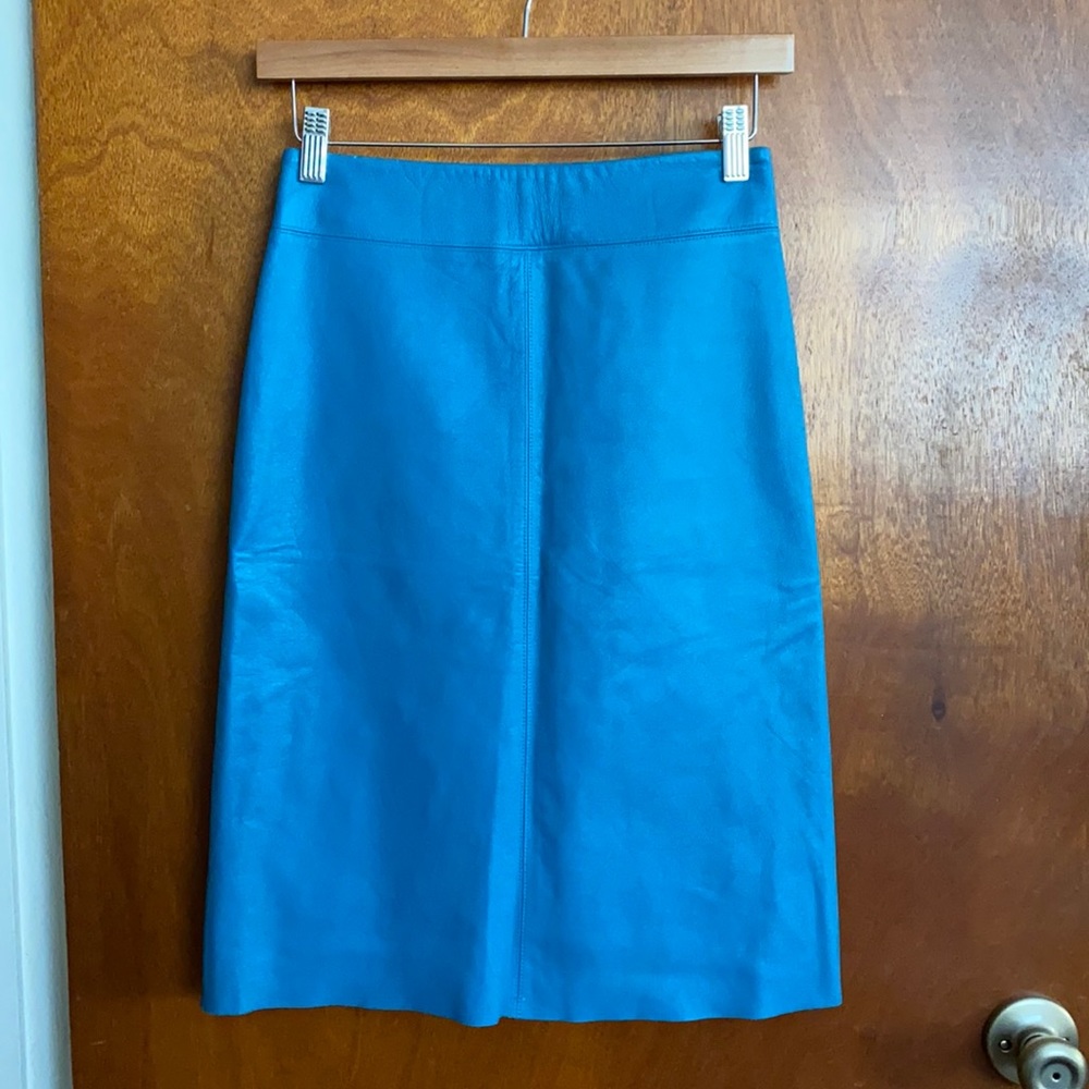 BCBGMaxazria Y2K Blue Leather Skirt